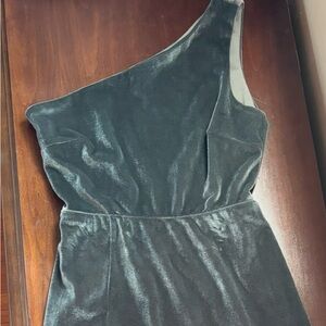 Baltic Born One-Shoulder Velvet Dress in Eucalyptus